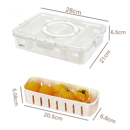 Large Snap-Lock Produce Storage Container w/ 4 Removable Strainers, Clear Lid, & Carrying Handles