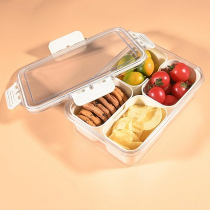 Small Snap-Lock Storage Organizer Container w/ 4 Removable Solid Compartments & Clear Lid