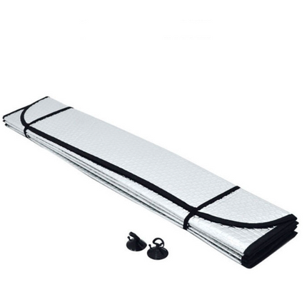 Reflective Car Windshield Sun Shade with Suction Cups – Foldable Parking Sunshade (28.3 x 56.3 in) - Fits Most Cars