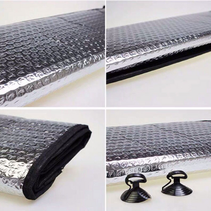 Reflective Car Windshield Sun Shade with Suction Cups – Foldable Parking Sunshade (28.3 x 56.3 in) - Fits Most Cars