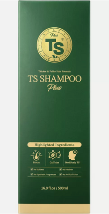 TS Shampoo Plus Thick & Fuller Hair Formula (16.9 fl oz / 500 ml) – ProbioHair Complex 7 – 10,000 ppm Caffeine – Made in Korea