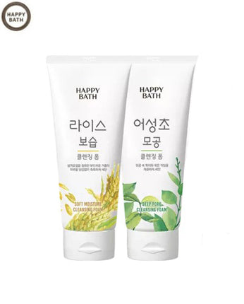 Happy Bath Facial Cleansing Foam (Rice Soft Moisture or Heartleaf Deep Pore) – 200g – Made in Korea