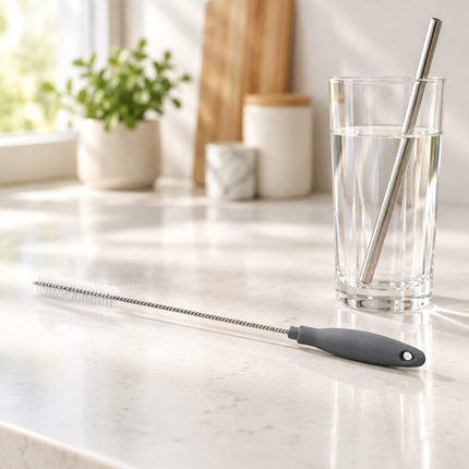 Stainless Steel Straw Cleaning Brush with Nylon Bristles - 9.5 in