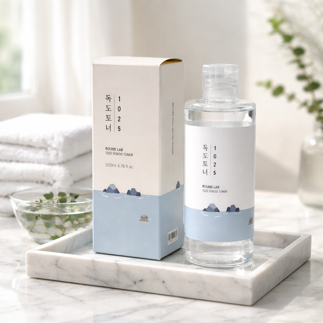 ROUND LAB 1025 Dokdo Toner – Hydrating & Gentle Exfoliating Toner with Deep Sea Water (200ml / 6.76 fl oz) - Made in Korea