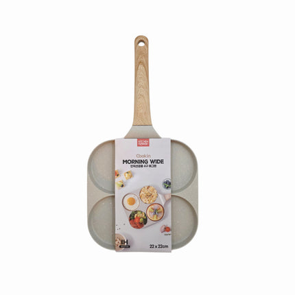 "Kitchen Flower" 'Cookin Morning Wide' 4-Cup Egg Pan – Induction Ready Nonstick Fry Pan (8.75 x 8.75 in)