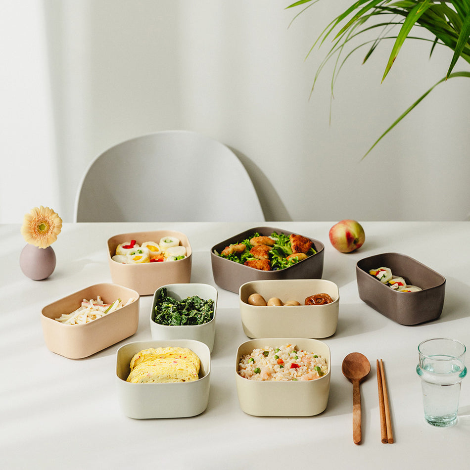 Neoflam Fika One 900ml (30oz) Ceramic Square Food Storage Container - Tempered Glass & Silicone Lid - Made in Thailand