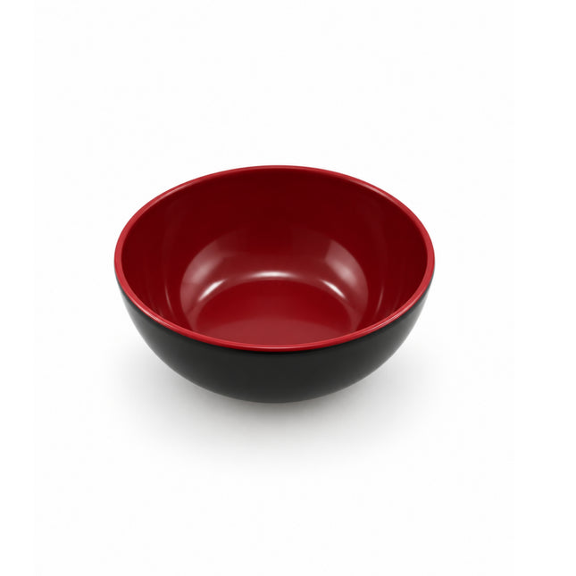 Japanese Style Deep Red & Black Melamine Rice Bowl - 4.6 in - Made in Taiwan
