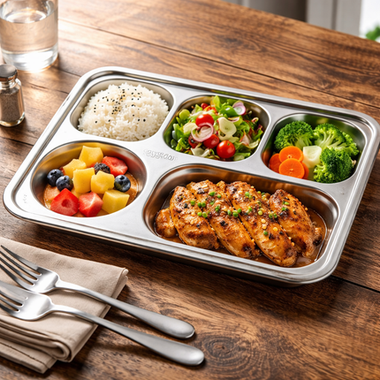 Stainless Steel Food Tray (5-partition)