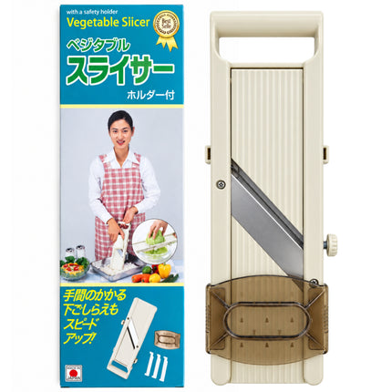 JoyLife Japanese Mandoline Vegetable Slicer with Adjustable Thickness, 3 Julienne Blades & Safety Holder – Made in Japan