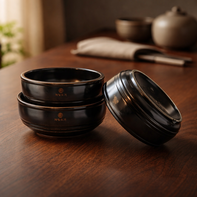 Korean Ttukbaegi Earthenware Soup Bowls – Bibimbap & Stew Type - Authentic Clay Pots for Stews & Soups - Made in Korea - 3 Sizes