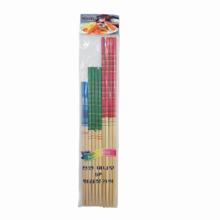 Natural Bamboo Cooking Chopsticks Set (5 Pairs, Assorted Lengths)