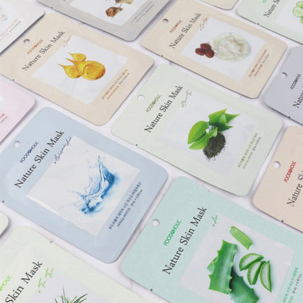 FOODAHOLIC Korean Facial Skincare Sheet Masks (10-Pack) - "Nature Skin Mask" - 16 Types - Made in Korea