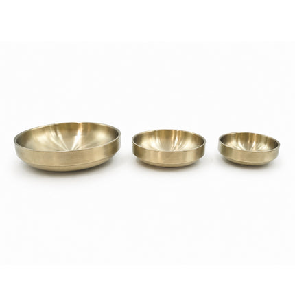 Traditional Korean Gold Titanium-Coated Stainless Steel Sauce, Side Dish, or Serving Plate – Double-Wall Vacuum Insulated – 3 Sizes (3.5", 4.5", or 6")