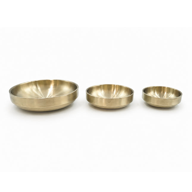 Traditional Korean Gold Titanium-Coated Stainless Steel Sauce, Side Dish, or Serving Plate – Double-Wall Vacuum Insulated – 3 Sizes (3.5", 4.5", or 6")