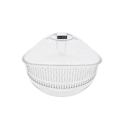Kaizen Clear Vegetable Washing & Straining Bowl with Handle - 7.75" Diameter - All-in-One Rinse & Drain Bowl