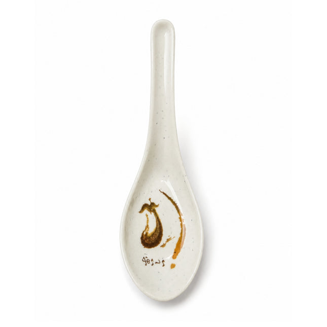 Traditional Eggplant Motif Melamine Small Soup Spoon - 5.5" - Made in Taiwan