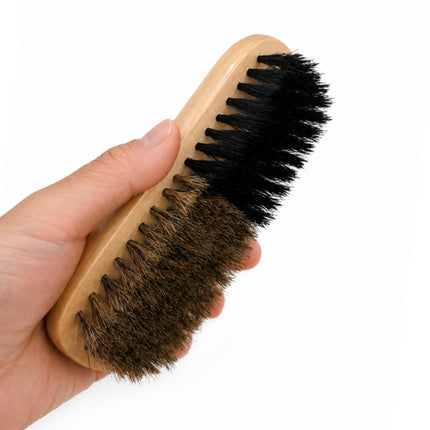 Shineworld Natural Wood Shoe Shine Brush – Traditional Korean Pig Bristle-Style Design – 5.75 in.