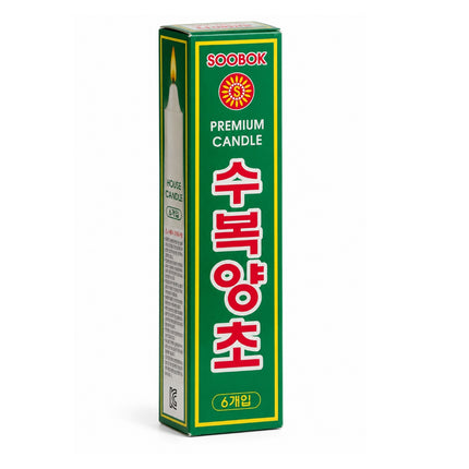 Soobok Premium Household Candles 6-Pack - Long White Utility Candles - Made in Korea