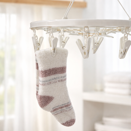 Round Small Hanging Laundry Drying Rack with 18 Clips – 14.5" Diameter