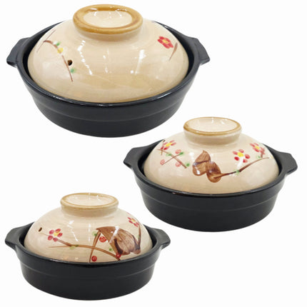 Korean Traditional Earthenware Clay Pot (3 Sizes: 17cm / 19cm / 21cm) – Classic Floral Lid Design