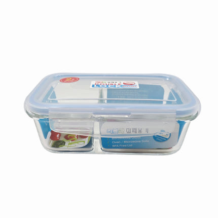 KBIG STORE Double Lock Borosilicate Glass Food Storage Container with Divider (4 Sizes) – BPA Free – Oven & Microwave Safe