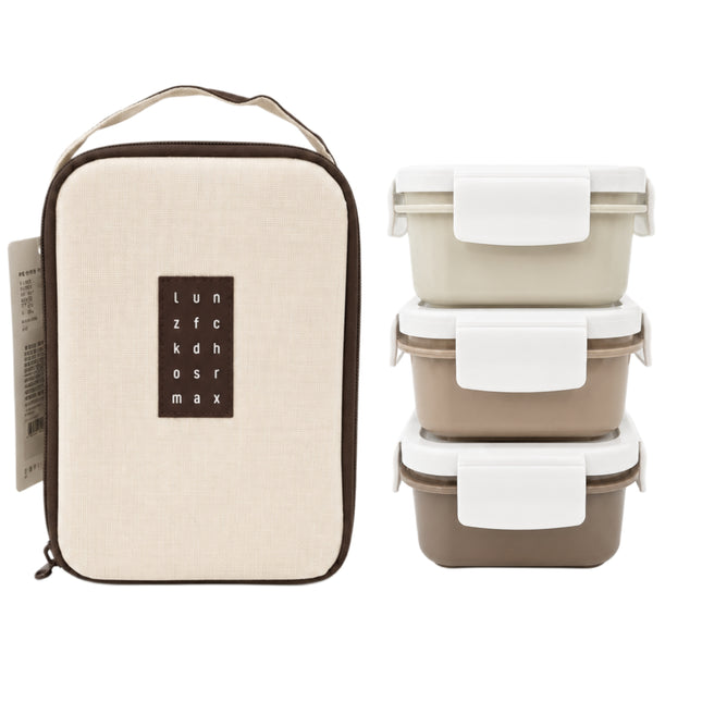 Komax Lunchmate 3-Piece Mini Lunch Box Set with Insulated Carry Bag - Made in Korea