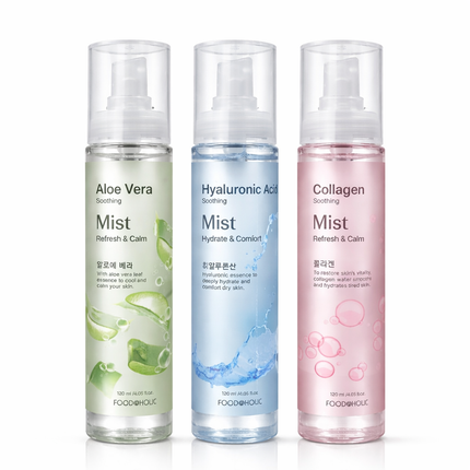 FOODAHOLIC Soothing Facial Mist Spray – Hydrating Korean Face Mist (Aloe, Collagen, Hyaluronic Acid | 120ml) - Made in Korea