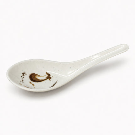 Traditional Eggplant Motif Melamine Small Soup Spoon - 5.5" - Made in Taiwan