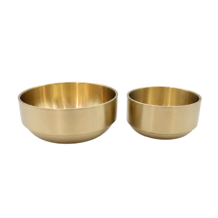Traditional Korean Gold Titanium-Coated Stainless Steel Serving Bowl – Double-Wall Vacuum Insulated – 2 Sizes (4.1" or 5.5")