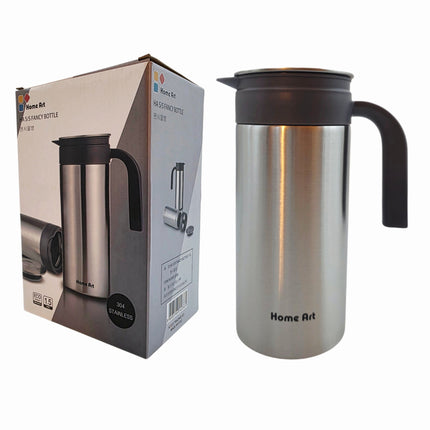 Home Art 304 Stainless Steel Beverage Pitcher with Handle (2 Sizes: 1.5L / 1.8L) - Wide Mouth Water Bottle/Carafe