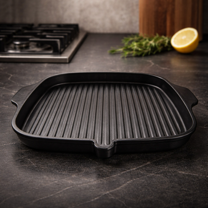 Verochic Square Korean Grill Pan 33 x 33cm (13" x 13") - Titanium MegaStone Coating - Made in Korea