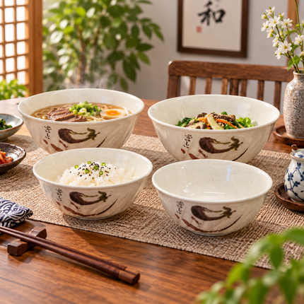 Traditional Eggplant Motif Scalloped Melamine Soup Bowl - 4 Sizes - Made in Taiwan