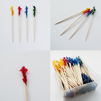 Colorful Party Toothpicks for Appetizers & Drinks W/ Storage Case – Pack of 250 pcs - Assorted Colors - Fringe Topped