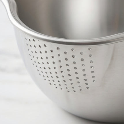 Stainless Steel Vegetable Washing & Draining Bowl with Built-In Strainer - 10.6" x 9.4" (27 x 24 cm)