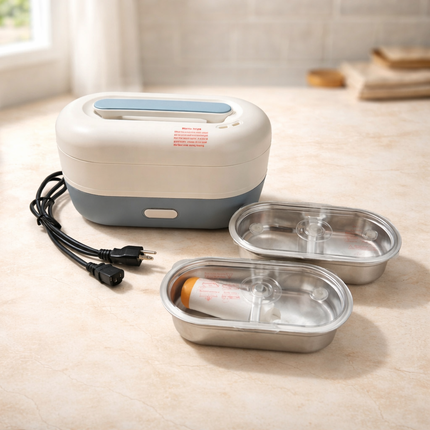Food Safari Electric Cooking & Warming Lunch Box (350W) – 2-Layer Stainless Steel System – 1.0L – Vacuum Pump Included