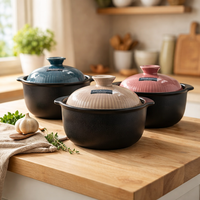 Kitchen Flower Lucia Ceramic Porcelain Cookware Hot Pot & Lid (3 Sizes) – Made in Korea
