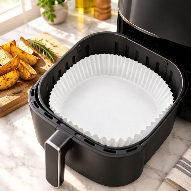 Round Air Fryer Parchment Paper Liners - 60 Count - 2 Sizes - Made in Norway