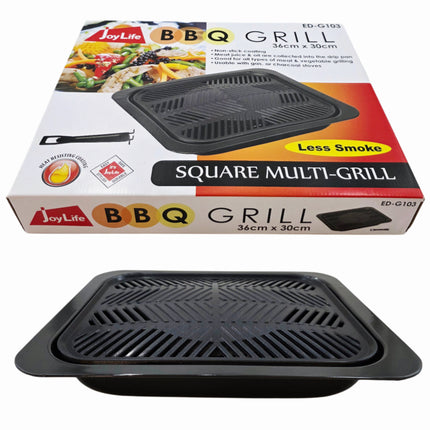 JoyLife Square Multi-Grill BBQ Pan Set 36 x 30cm (14.2" x 11.8") - Water-Channel Smokeless Grill with Lifting Tool - Made in Korea