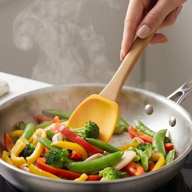 SNAZZY Silicone Stir Fry Spatula – Heat-Resistant Non-Stick Cooking Turner – 10.75" (27.3 cm) – Made in Korea