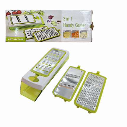 3-in-1 Handy Grater - 3 Interchangeable Stainless Steel Blades & Collecting Tray