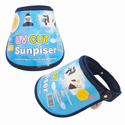 UV Cut Sun Cap – UV Blocking Face Shield Visor, Adjustable Angle, Adjustable Fit, Includes Hanging String (3 Trim Colors)