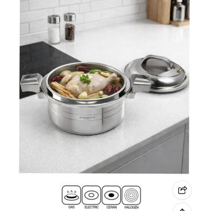 Altenbach Signature Exkoochen Hybrid Low-Pressure Stainless Steel Pot (3 Sizes) – 5-Ply Stainless Steel – Induction Compatible – Made in Korea