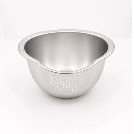 Stainless Steel Vegetable Washing & Draining Bowl with Built-In Strainer - 10.6" x 9.4" (27 x 24 cm)