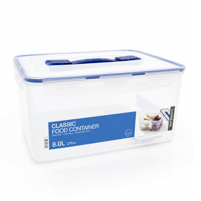 LocknLock Classic Food Container (HPL884 Rectangle with Carry Handle & Drain Tray - 8.0L / 270oz)