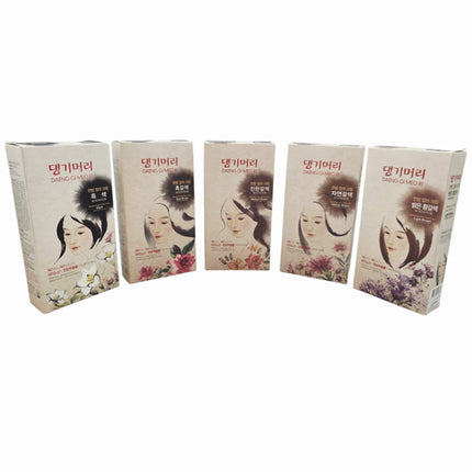 Daeng Gi Meo Ri Medicinal Herb Hair Color Cream Set (5 Colors) - Gray Hair Coverage Kit with Brush, Gloves & Accessories - Hair Dye Set - Made in Korea