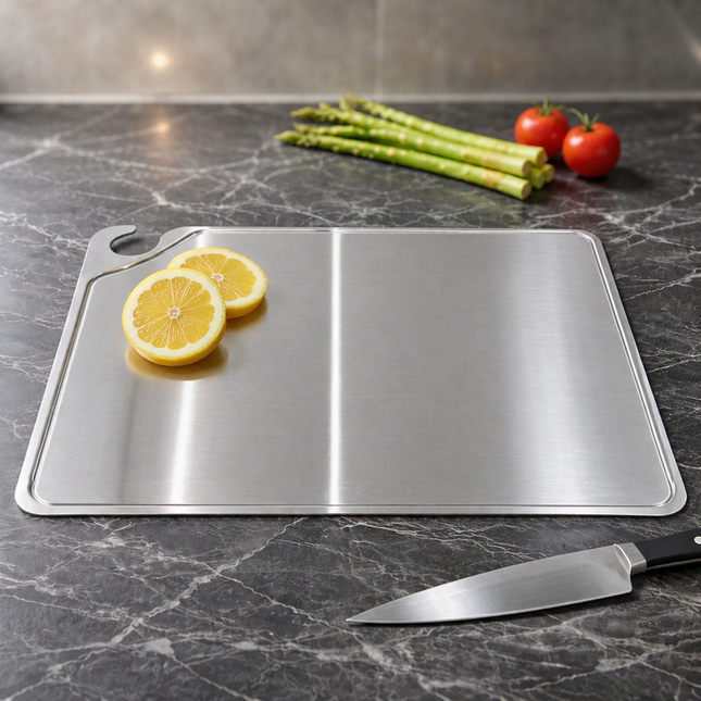 STENLOCK All Stainless Steel Cutting Board – 13" x 8.6" x 0.1" (33 x 21.8 x 0.25 cm) – Made in Korea