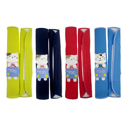 Refrigerator Handle/Seat Belt Covers Large (2 pcs - Cute Cat Design) - Washable Cloth, Velcro Straps