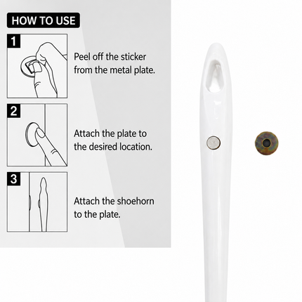 "Art" Magnetic Wall-Mount Long Shoehorn with Adhesive Pad – 19.5" (50 cm) – Made in Korea