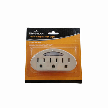 3-Outlet Grounded Plug Adapter W/ Built-In Night Light | Dusk-to-Dawn Sensor