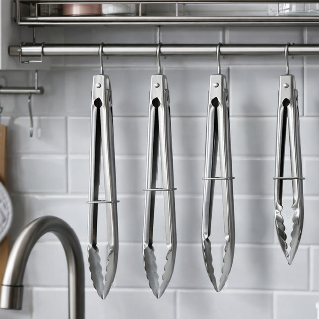 Home Art Stainless Steel Buffet & BBQ Tongs (5 Sizes) – 7”, 8.5”, 12”, 14”, 16”